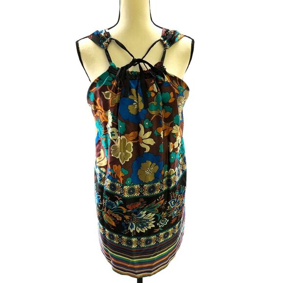 Arden B 100% Silk Cami Halter Top Womens S Multicolor Floral Tropical Beachy - Picture 3 of 11